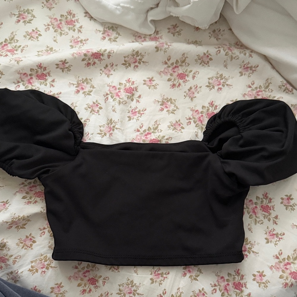 Chic Black Puff Sleeve Kids Tank Top